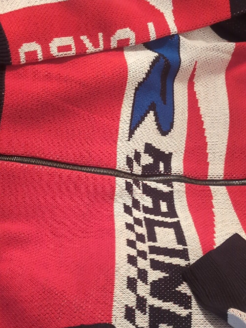 Copper Rivet Men’s Red Racing Zip-Up Sweater - Picture 5 of 5